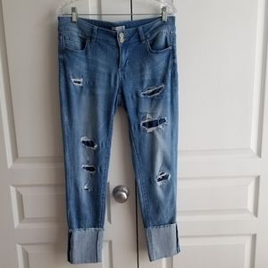 New York and Company Distressed Boyfriend Jeans